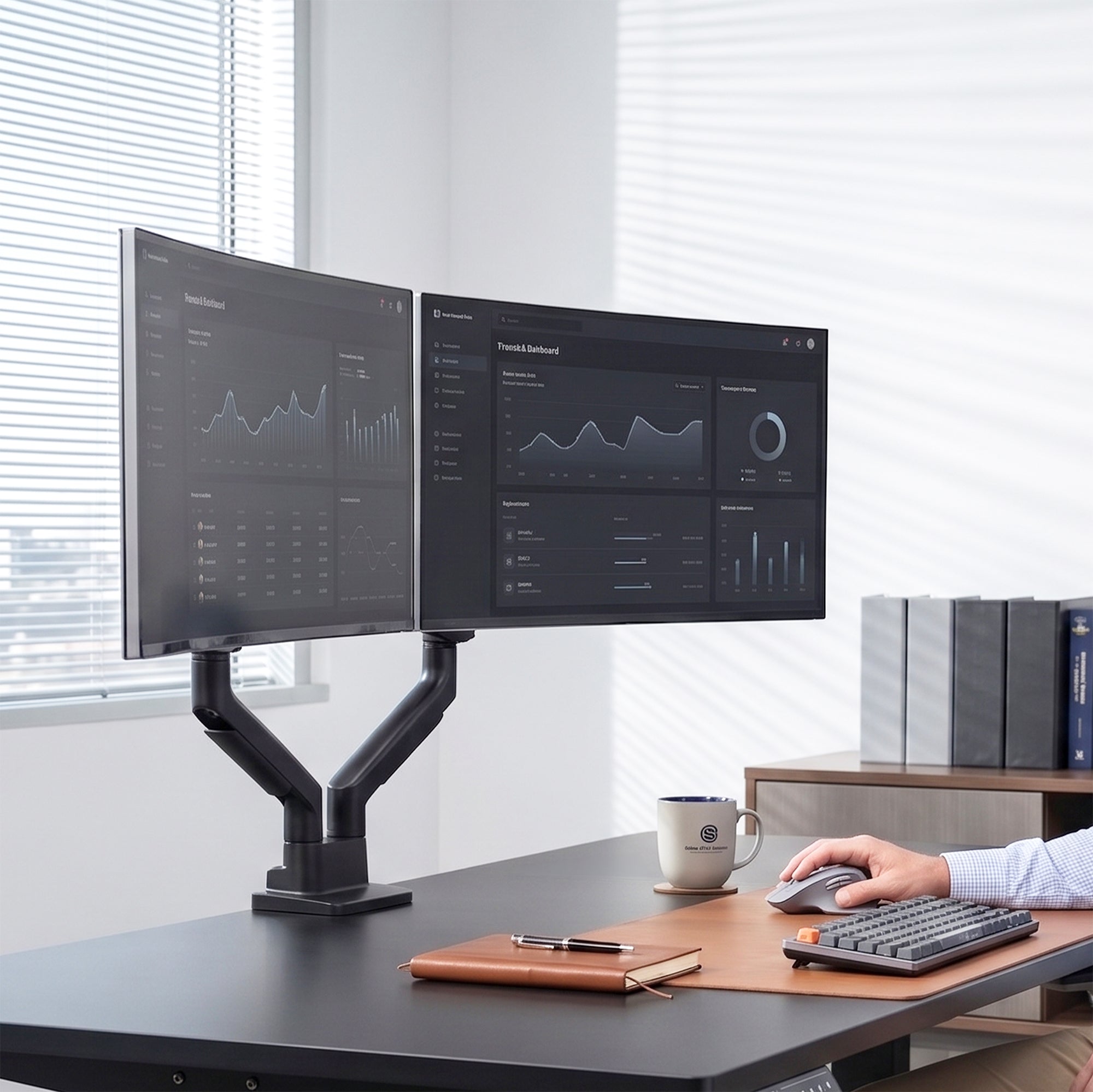 VIVO PRO Pneumatic Arm Dual Ultrawide Monitor Desk Mount - Up to 45" Screens