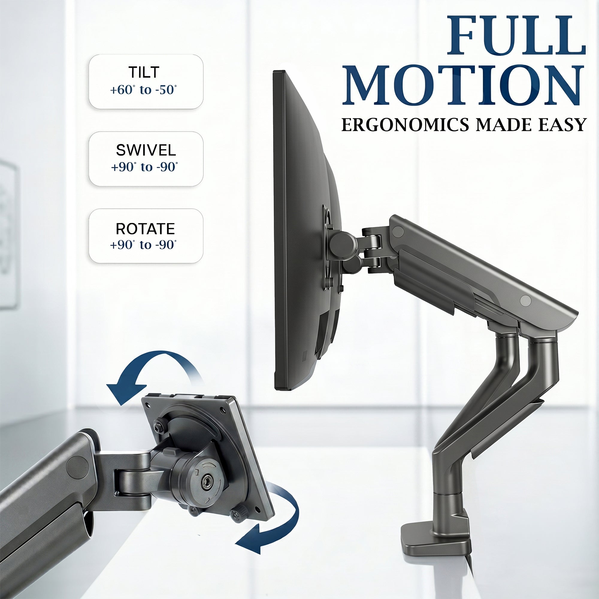VIVO PRO Pneumatic Arm Dual Ultrawide Monitor Desk Mount - Up to 45" Screens