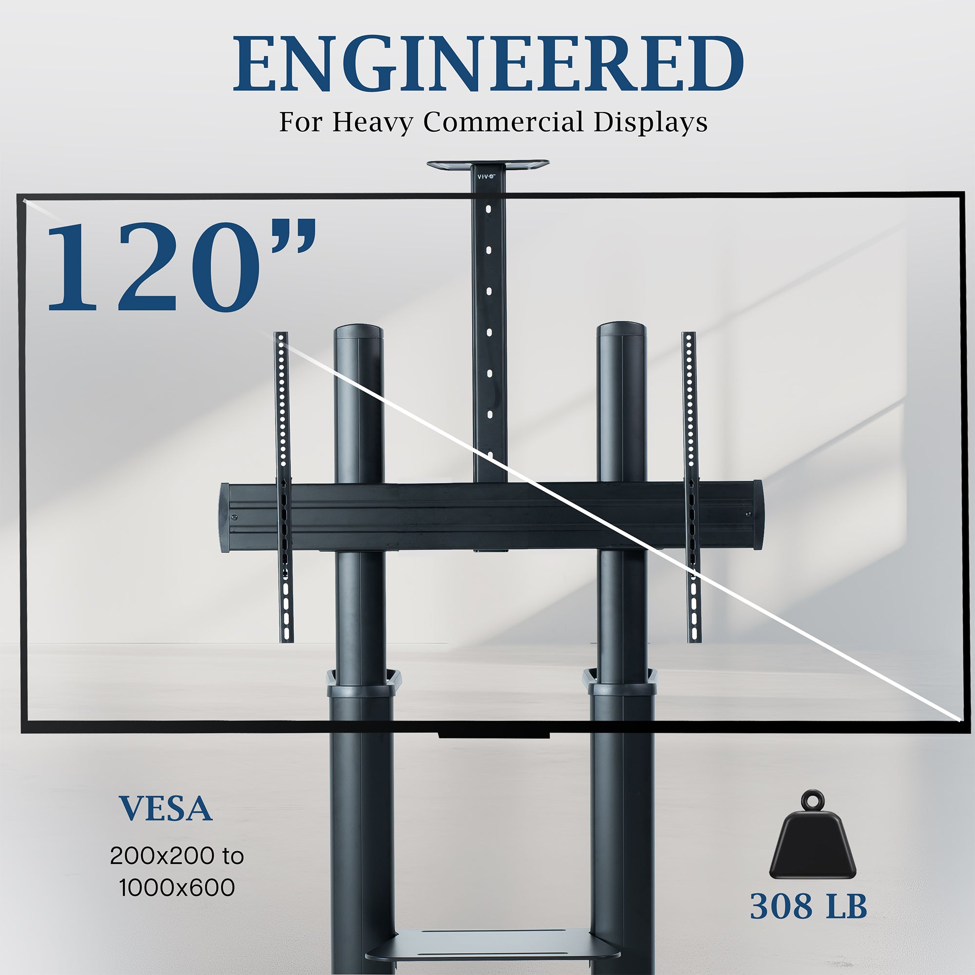 VIVO PRO Aluminum Large Screen TV Cart - 32” to 120” Screens