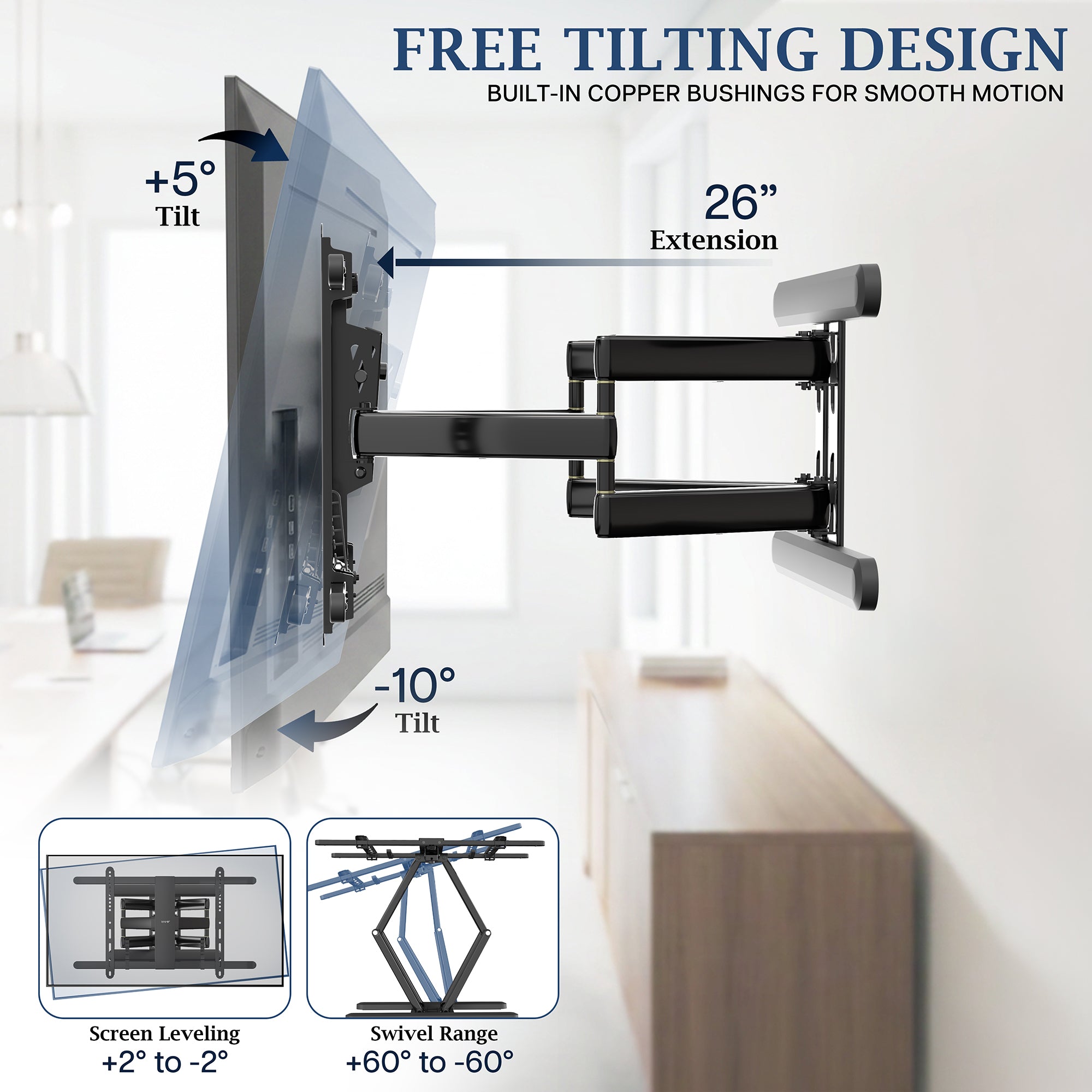 VIVO PRO Premium Aluminum Full Motion TV Wall Mount - 37