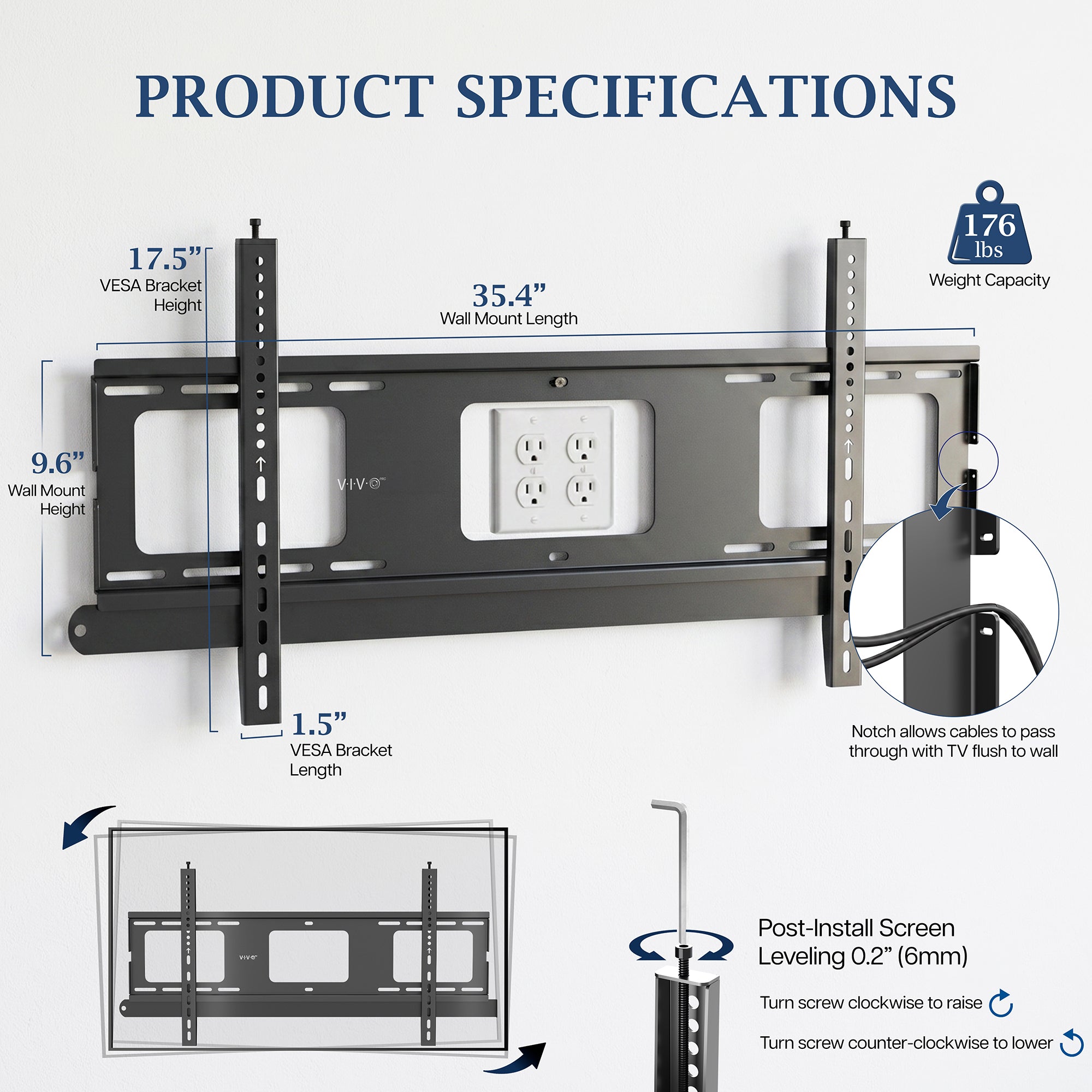 VIVO PRO Large TV Wall Mount - 43" to 75" Screens