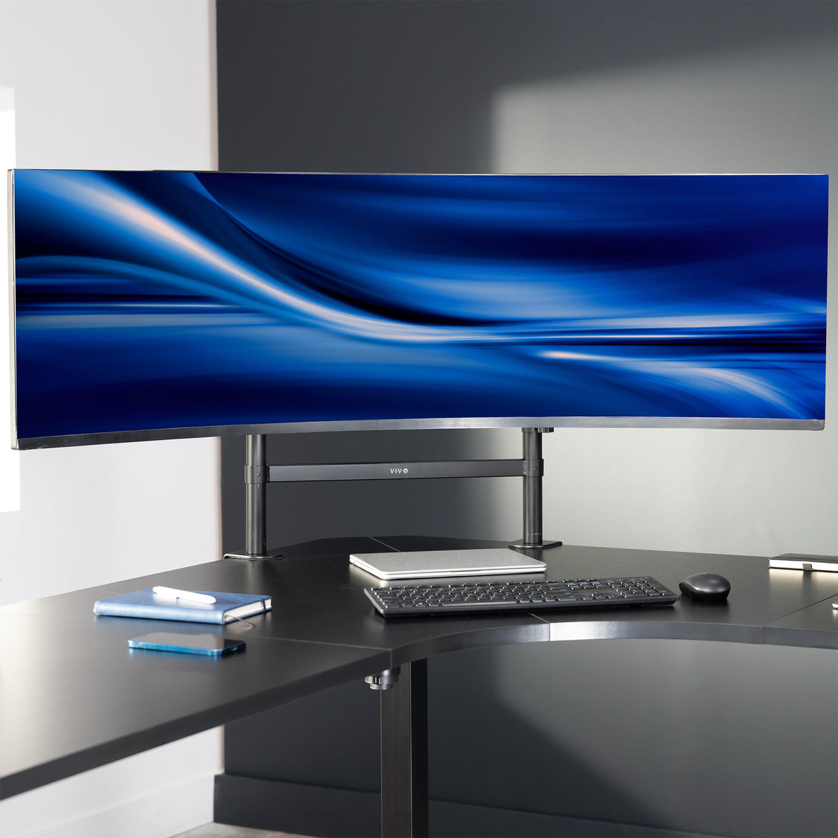 2-Pole Ultrawide Vertical Monitor Desk Mount - Up to 57” Screens