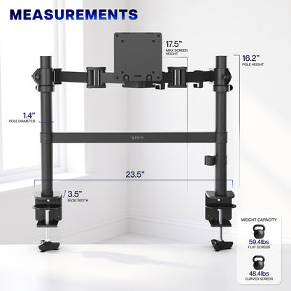 2-Pole Ultrawide Vertical Monitor Desk Mount - Up to 57” Screens
