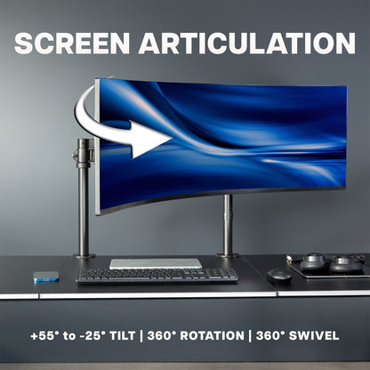 2-Pole Ultrawide Vertical Monitor Desk Mount - Up to 57” Screens