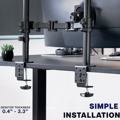 2-Pole Ultrawide Vertical Monitor Desk Mount - Up to 57” Screens