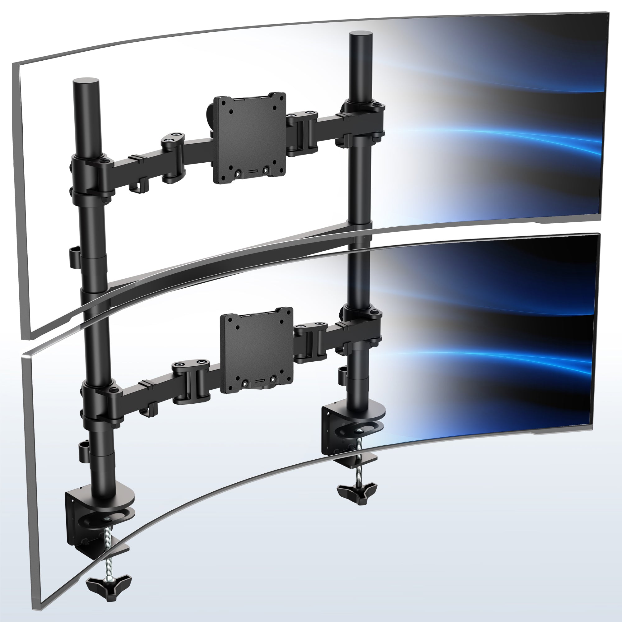 2-Pole Dual Ultrawide Vertical Monitor Desk Mount