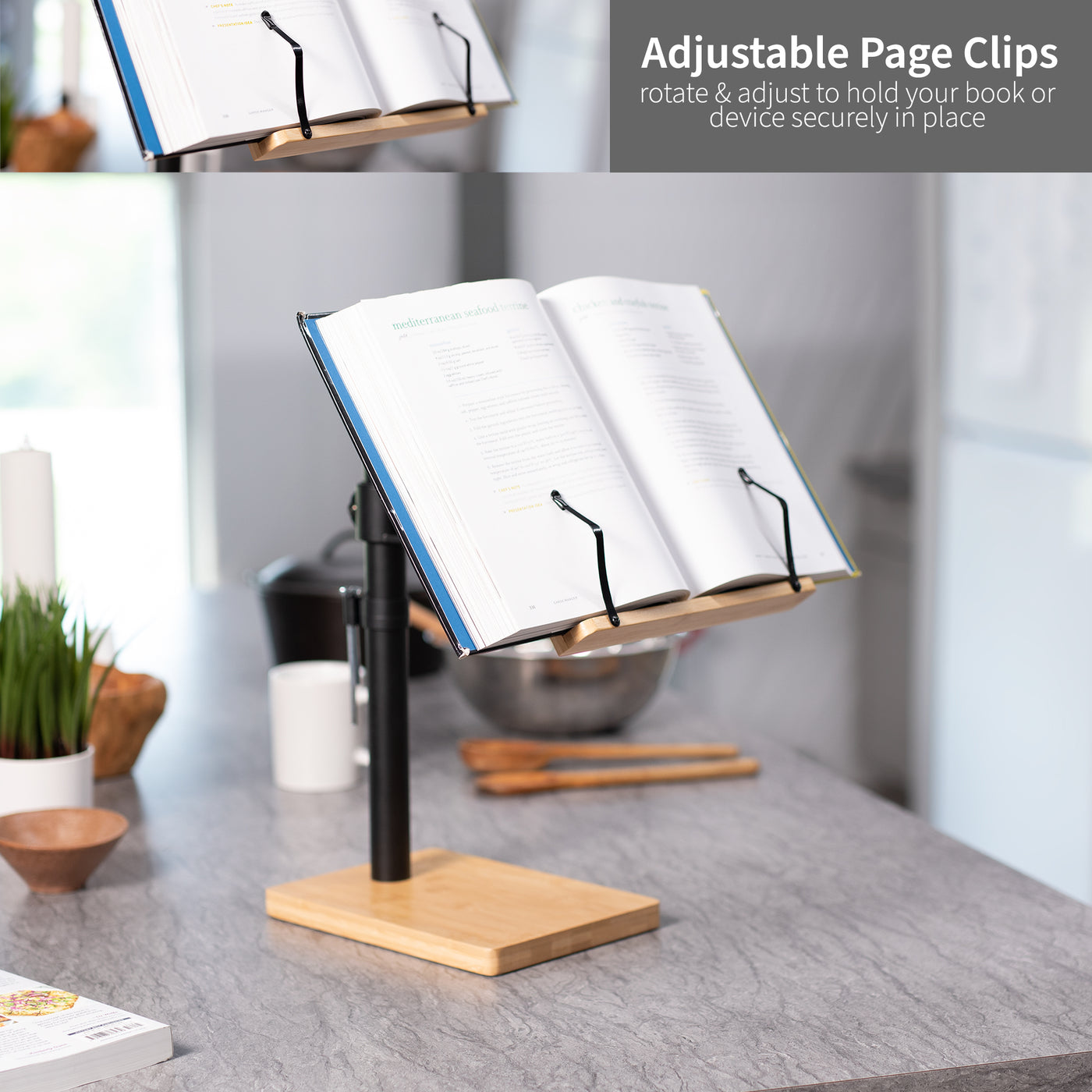 Light Wood Book Stand – VIVO - desk solutions, screen mounting, and more