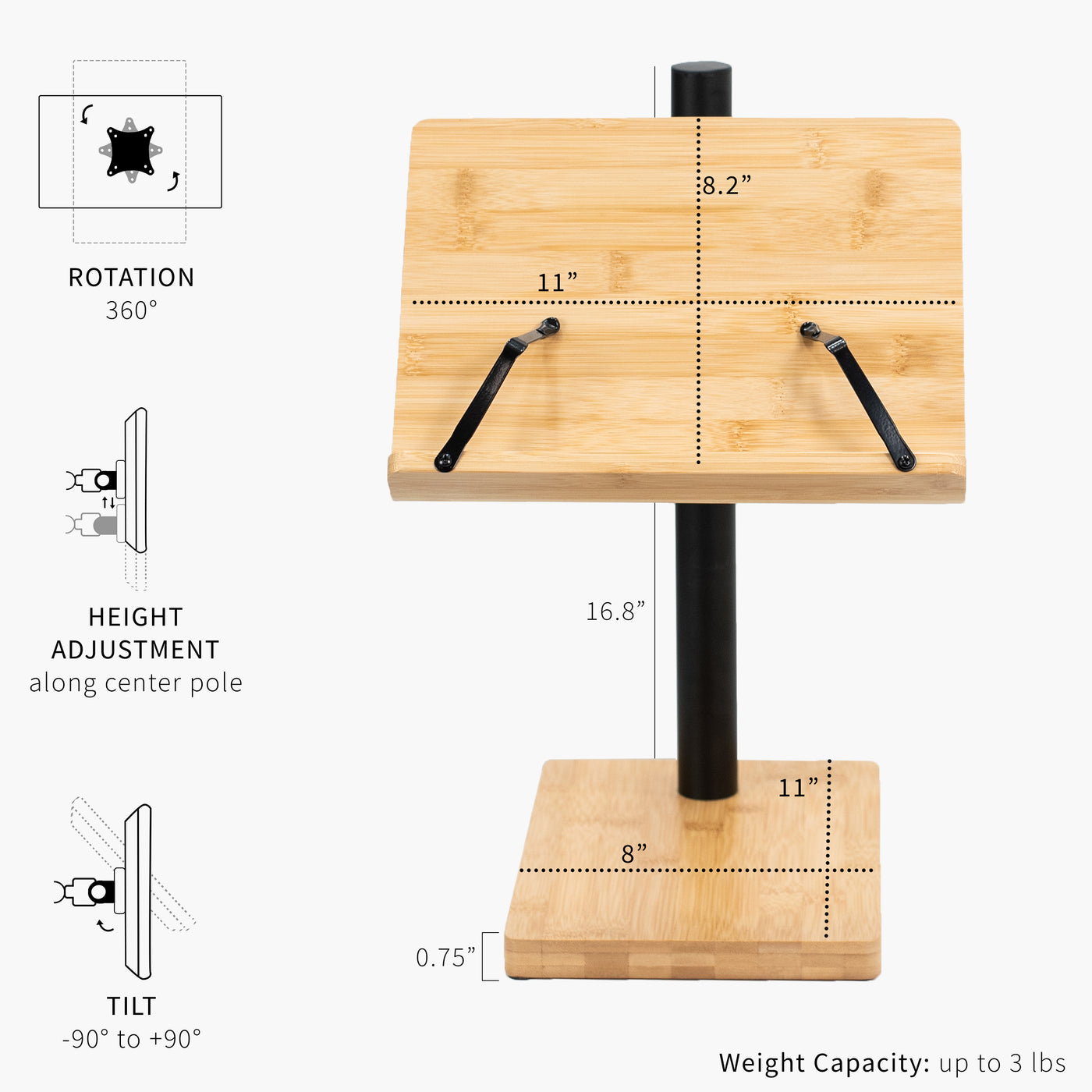 Light Wood Book Stand – VIVO - desk solutions, screen mounting