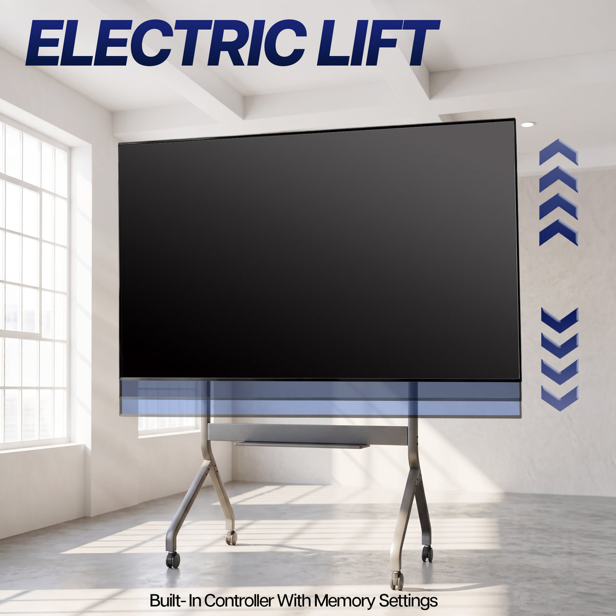 Slim Motorized Height Adjustable TV Cart - 60” to 110" Screens