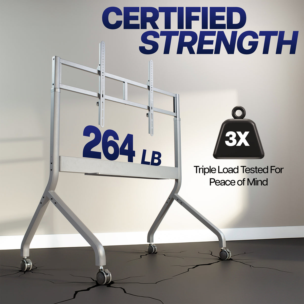 Slim Motorized Height Adjustable TV Cart - 60” to 110" Screens