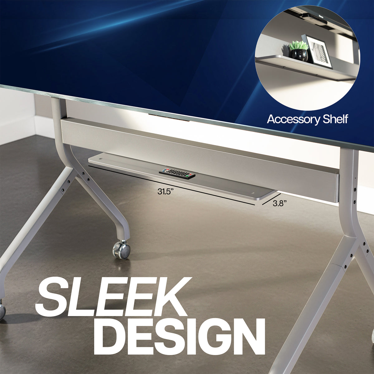 Slim Motorized Height Adjustable TV Cart - 60” to 110" Screens