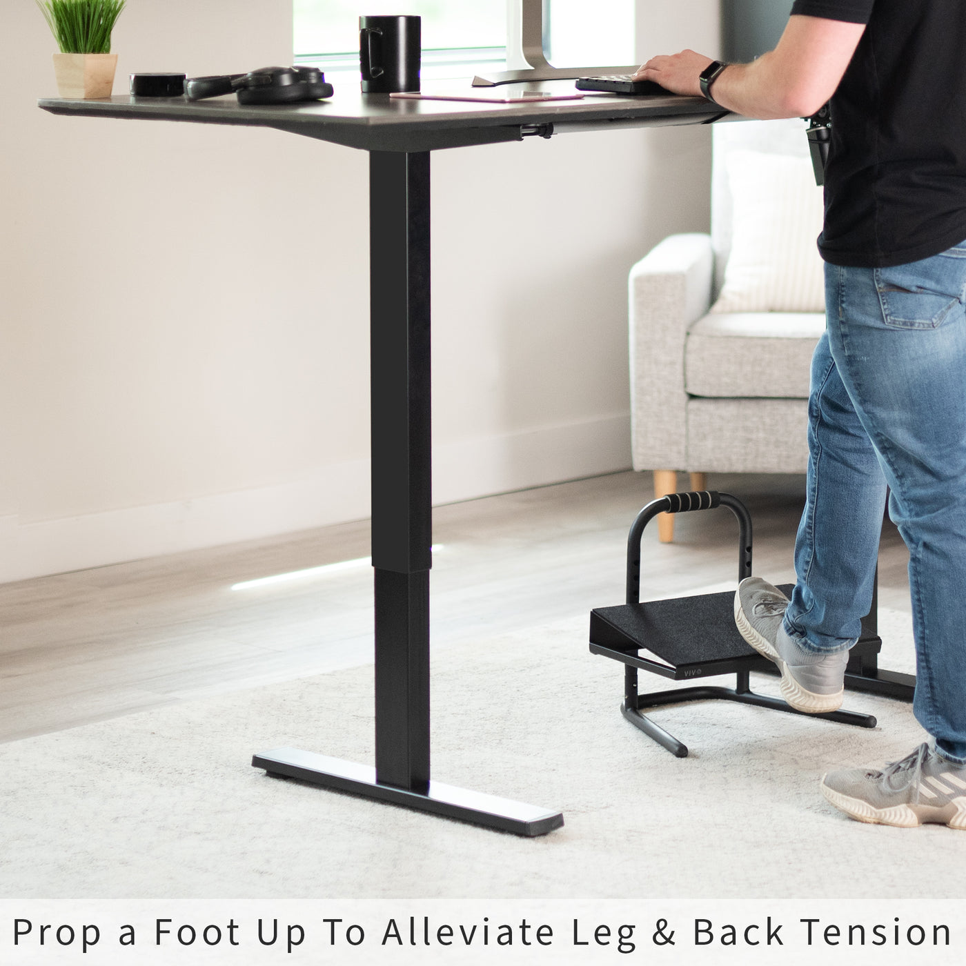 vivo STAND-FT01 Black Ergonomic Height Adjustable Standing Foot Rest Relief Platform