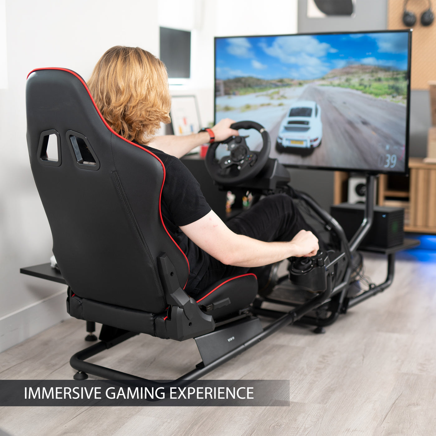 Racing Simulator Cockpit with TV Mount & Shelf Kit – VIVO - desk ...