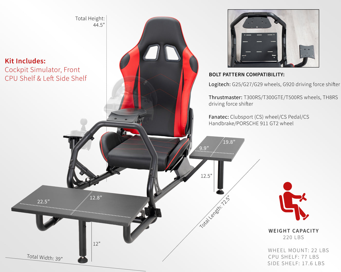 Racing Simulator Cockpit with Shelf Kit – VIVO - desk solutions, screen ...