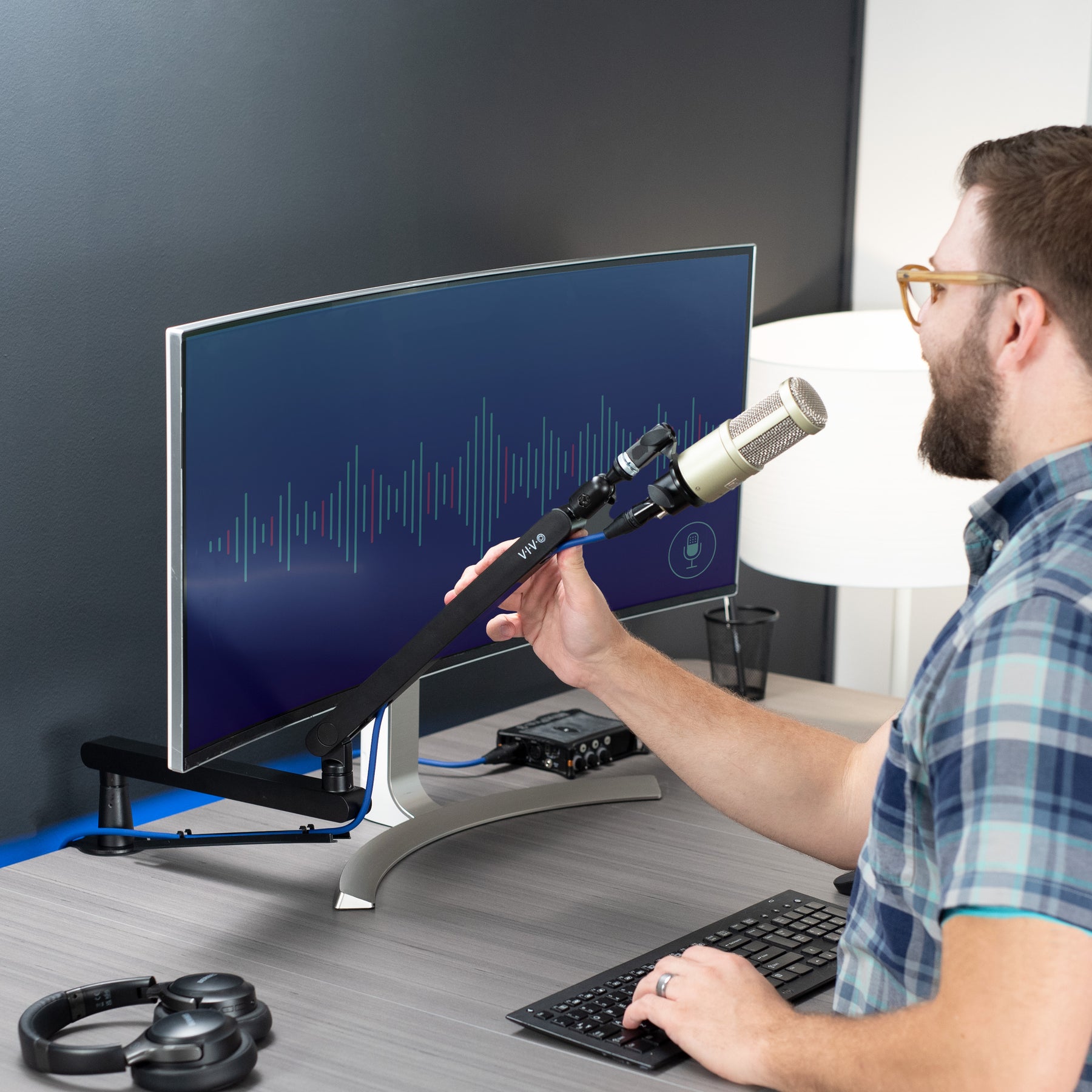 Computer Table Mic Low Height Microphone Desk Mount – VIVO - desk solutions, screen ...