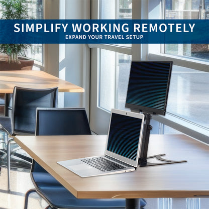 Portable monitor and tablet stand for desk.