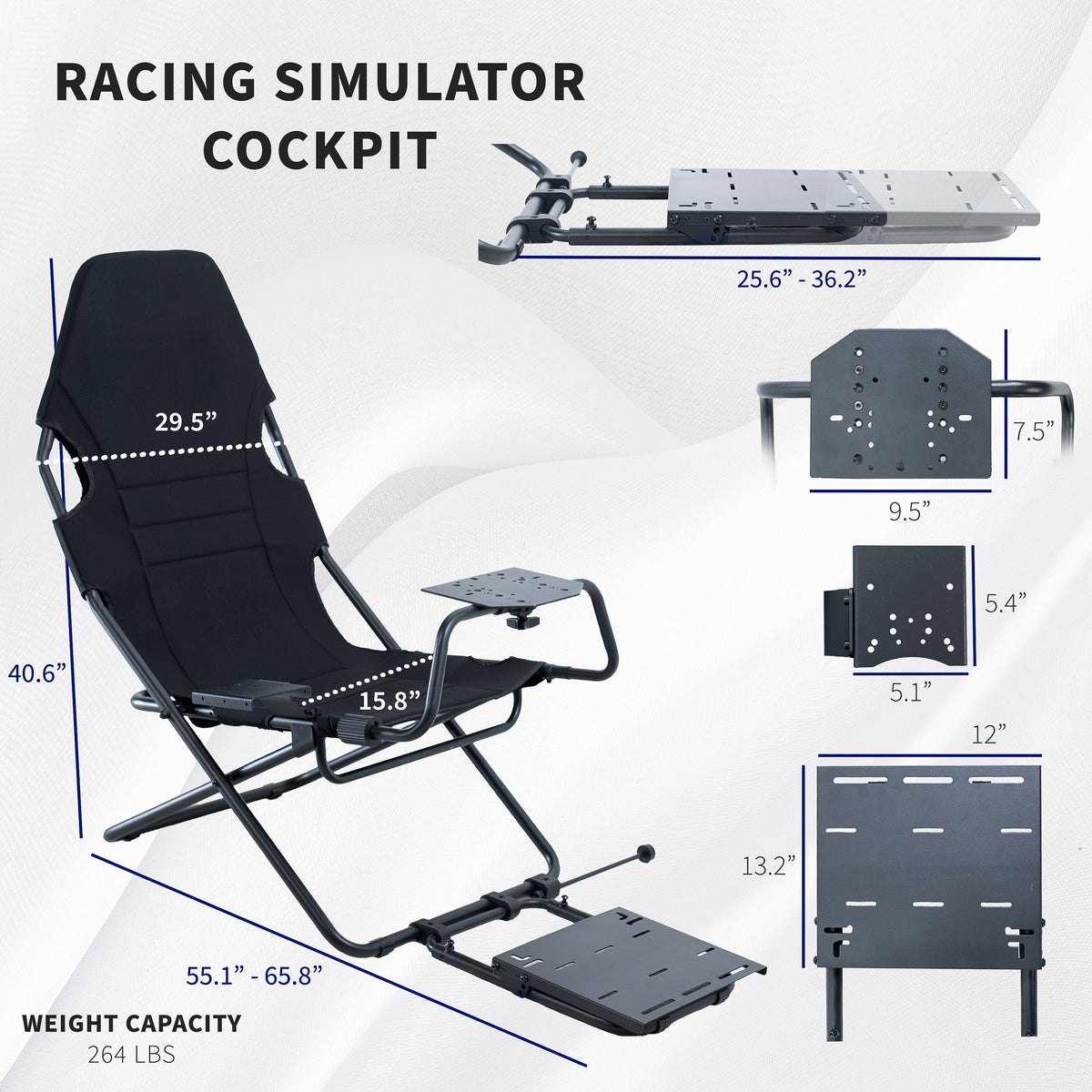 Portable Foldable Racing Sim Rig Folding Racing Simulator Cockpit – VIVO - desk solutions, screen ...