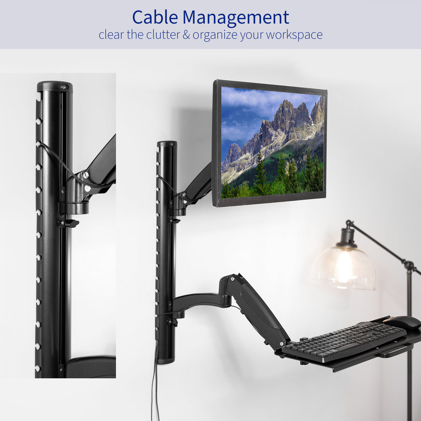 Single Monitor Sit to Stand Wall Mount Workstation – VIVO - desk ...