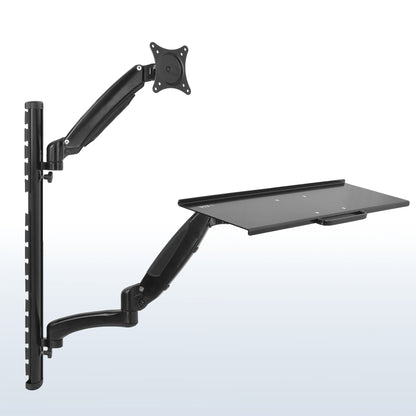 Sturdy ergonomic single monitor for a sit-to-stand wall mount.