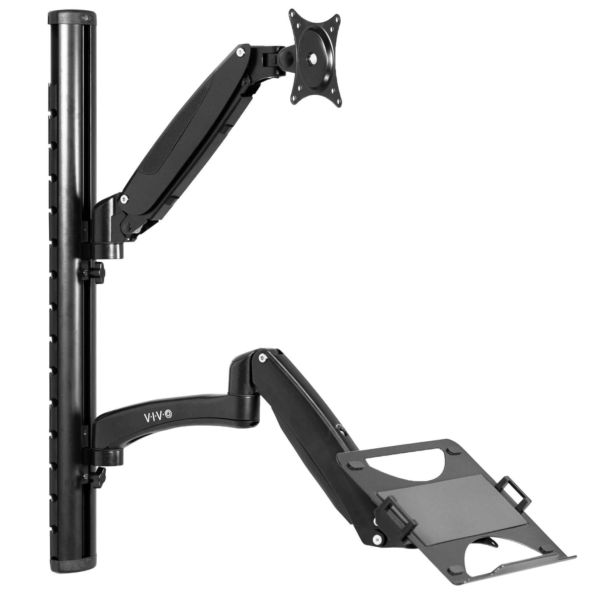 Sit-Stand Wall Mount Counterbalance Height Adjustable Monitor and Laptop Workstation for Screens up to 27 inches