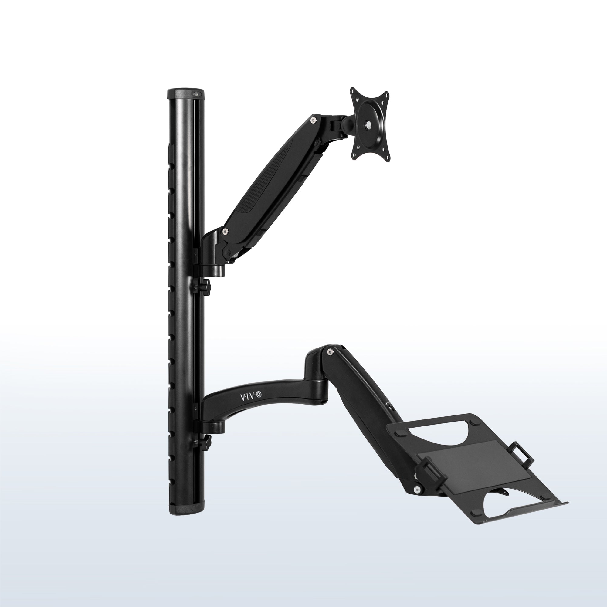 Sit-Stand Wall Mount Counterbalance Height Adjustable Monitor and Laptop Workstation for Screens up to 27 inches