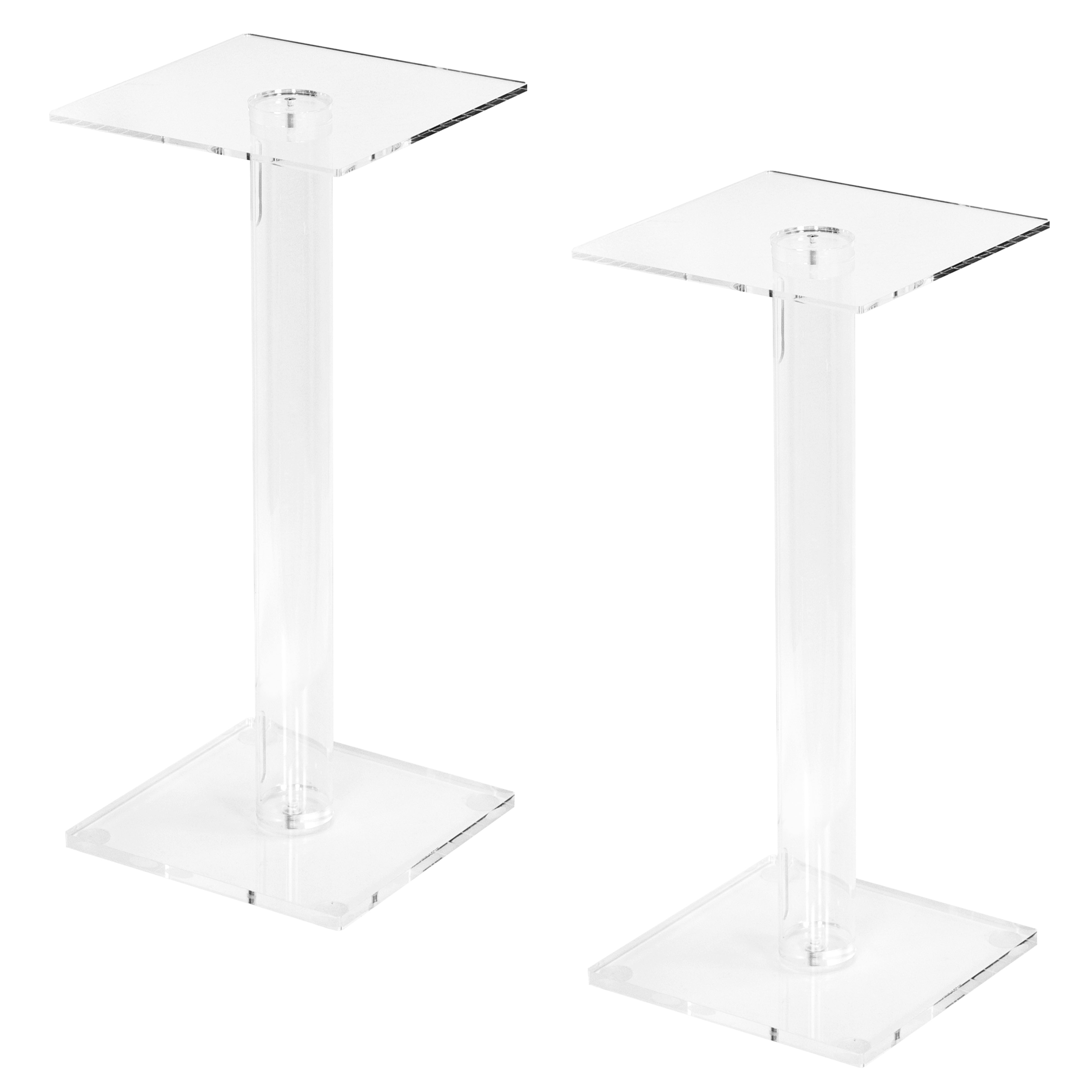 Premium Acrylic Speaker Floor Stands, Modern Look, Features Cable Management and Floor Protection Pads, 2 Pack