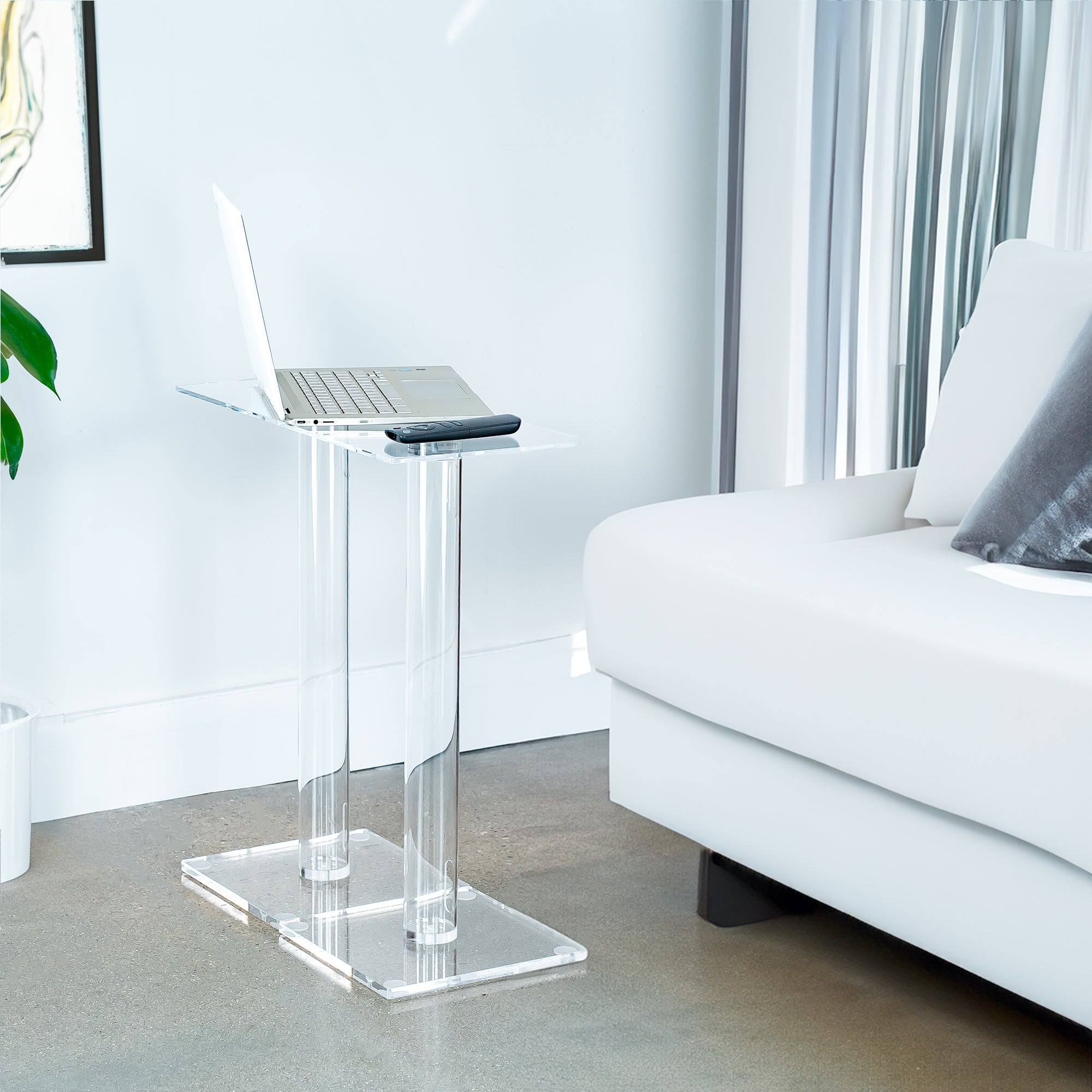 Premium Acrylic Speaker Floor Stands, Modern Look, Features Cable Management and Floor Protection Pads, 2 Pack