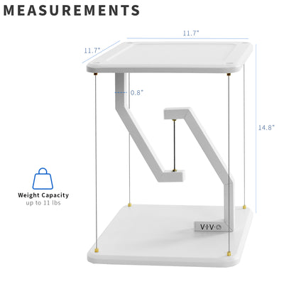 Measurements and dimensions of anti-gravity surround sound speaker stands.
