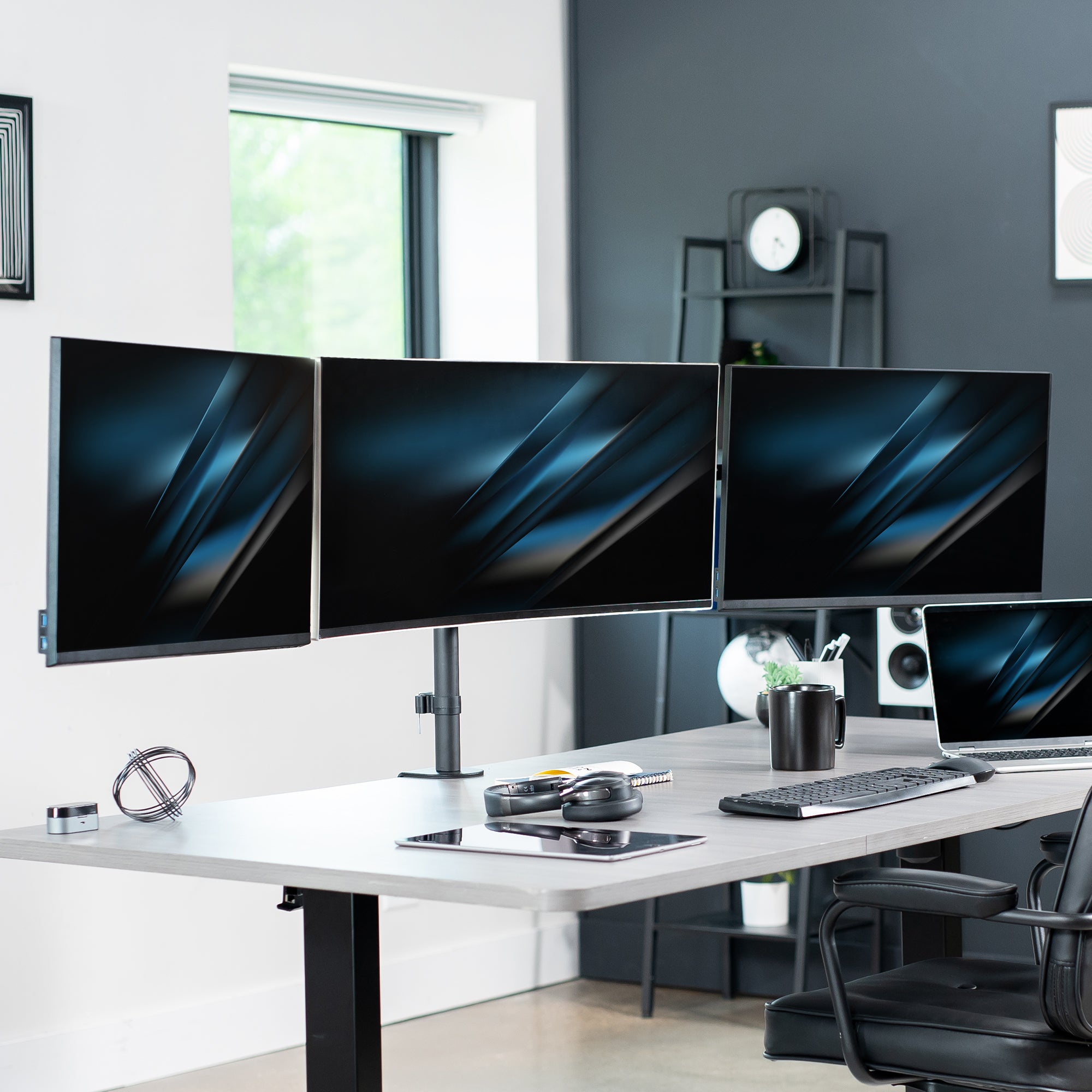Telescoping Triple Monitor Desk Mount - Up to 38" Screens