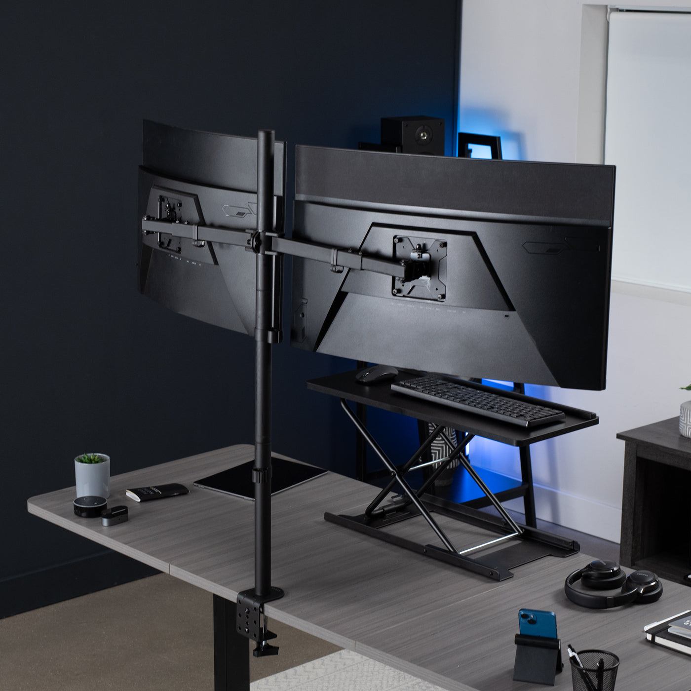 Extra Tall Telescoping Dual Monitor Desk Mount – VIVO - desk solutions ...