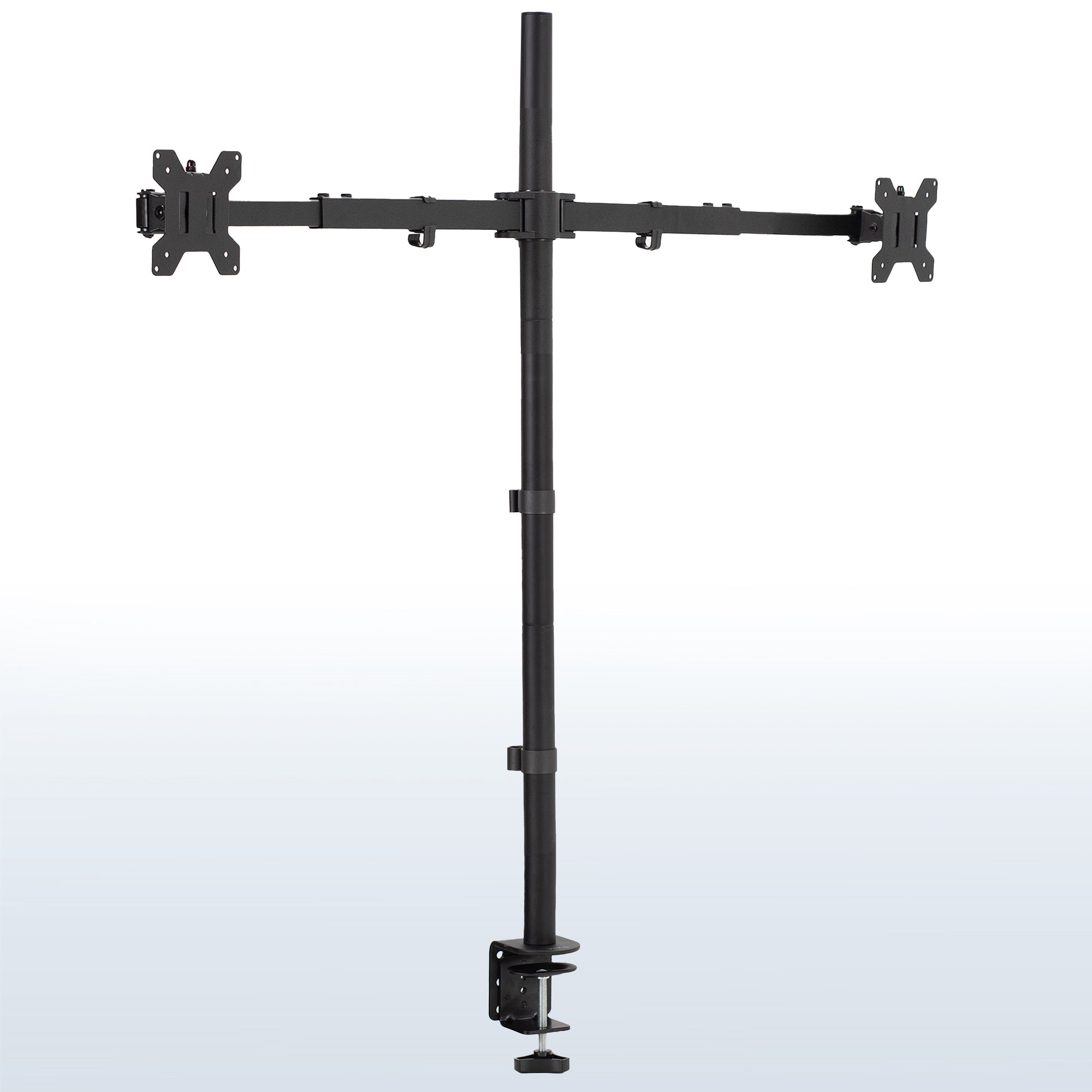 Telescoping Extra Tall Dual Monitor Desk Mount for office use, giving your screens a flush-with-wall display.