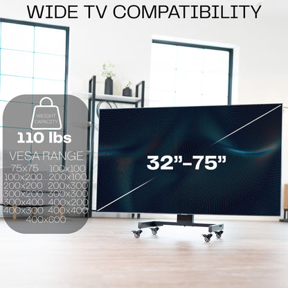 Low Height TV Cart for 32” to 75” Screens
