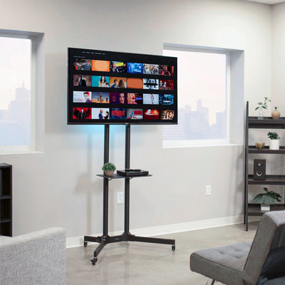 Modern TV cart in a home room.