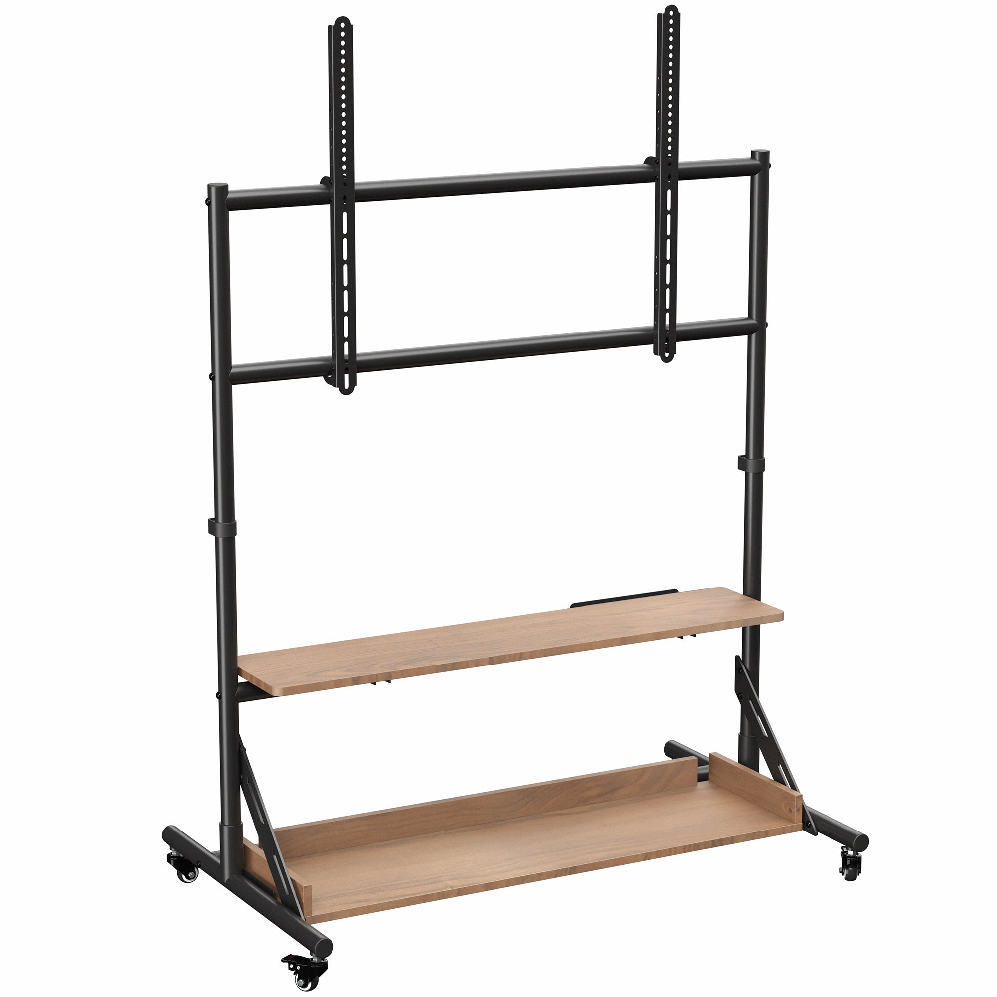 Heavy Duty TV Cart with Dark Wood Shelves