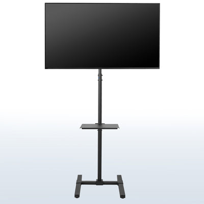 Extra tall tilting height adjustable TV stand with media shelf.