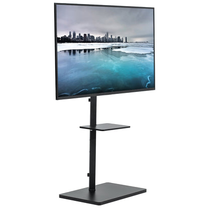 Height Adjustable TV Floor Stand with Shelf