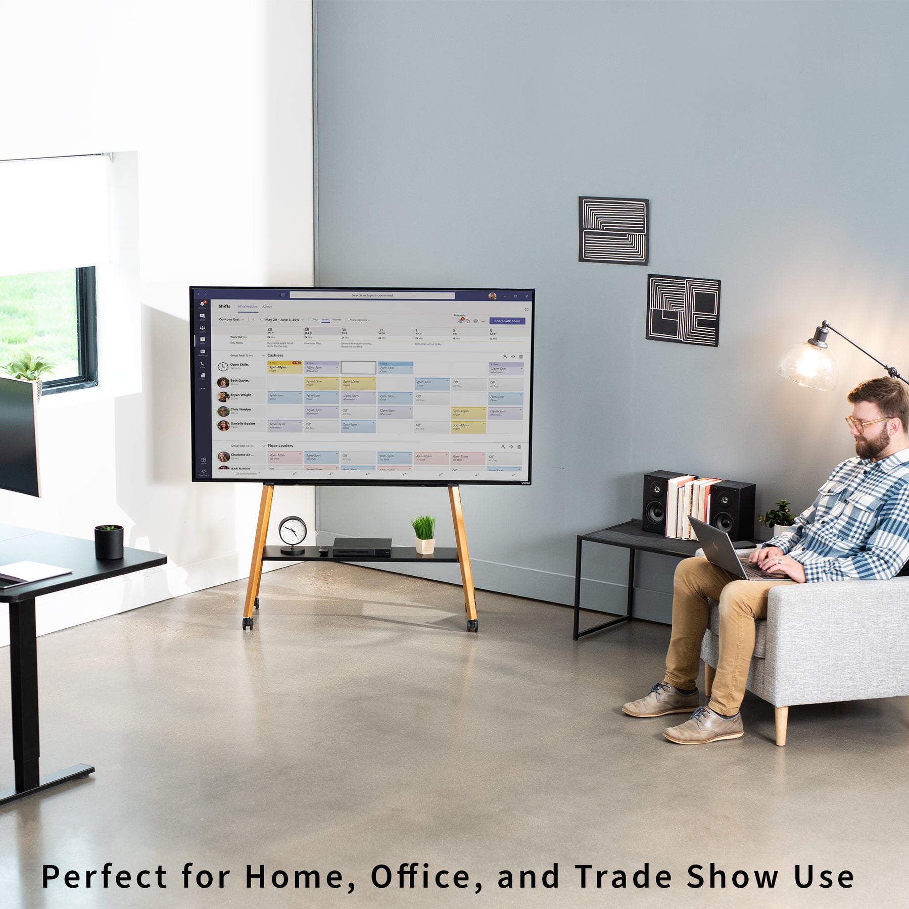 Mobile Easel Stand with Shelf for 49” to 75” TVs – VIVO - desk solutions,  screen mounting, and more