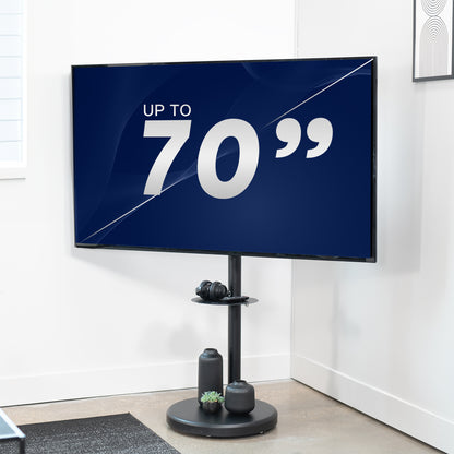 Black Mobile TV Floor Stand with Shelf