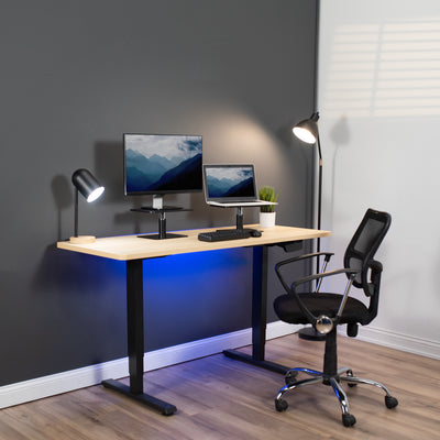 Sturdy desk mount riser for laptop or monitor that provides ergonomic viewing and reduces strain.