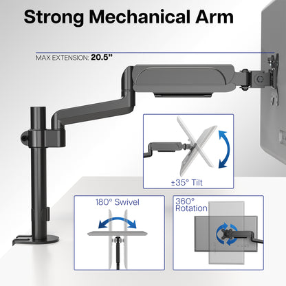 Mechanical arm single monitor desk mount