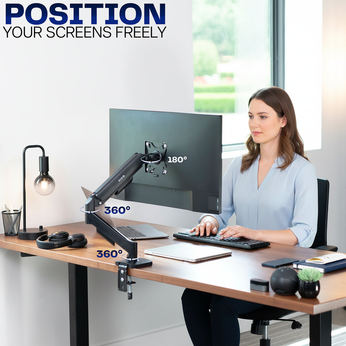 Mechanical Arm Single Monitor Desk Mount - 17
