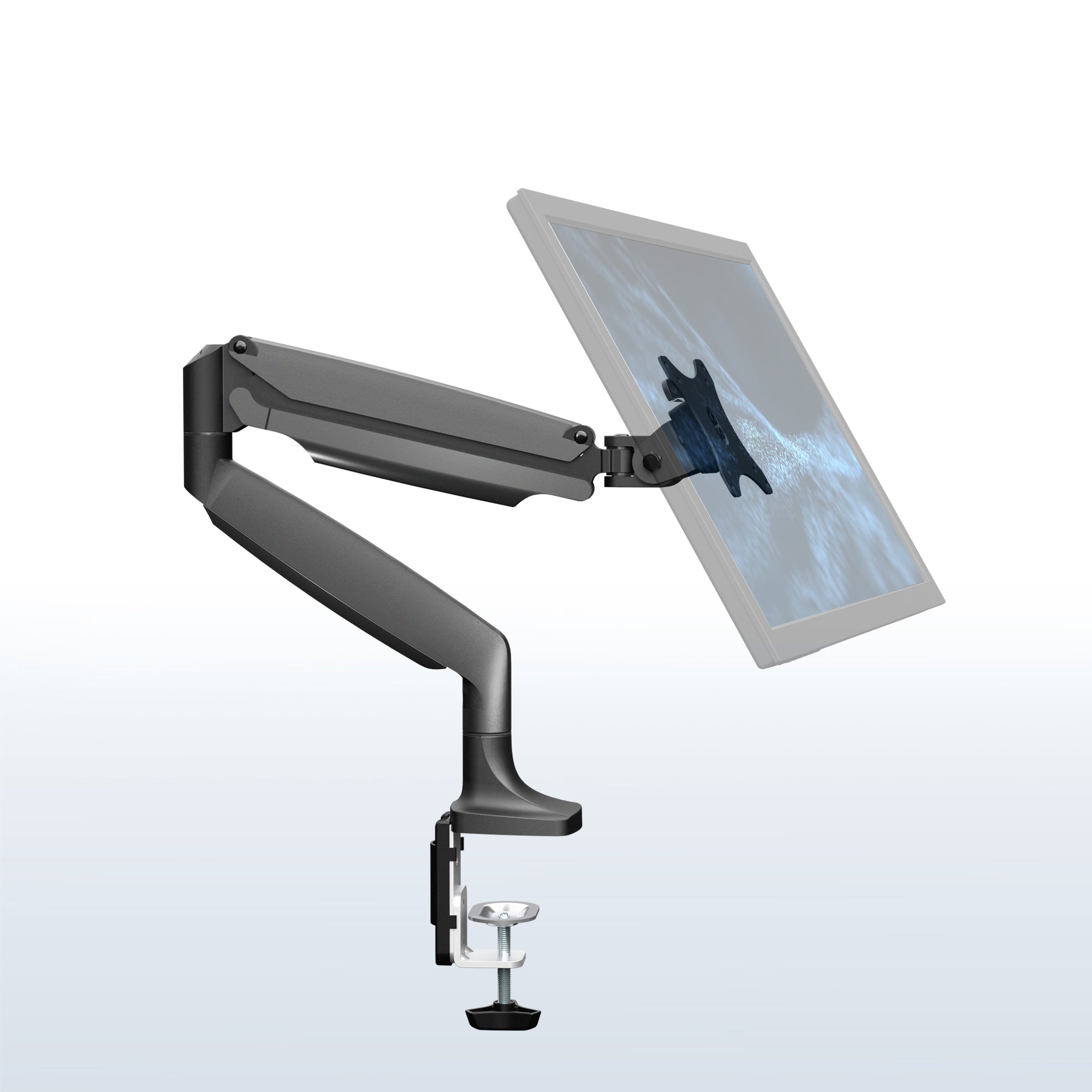 Pneumatic Arm Adjustable Single Monitor Desk Mount