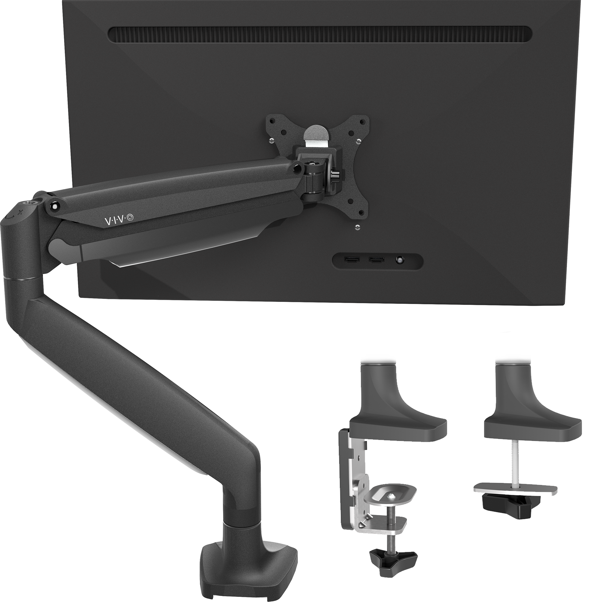 Pneumatic Arm Adjustable Single Monitor Desk Mount