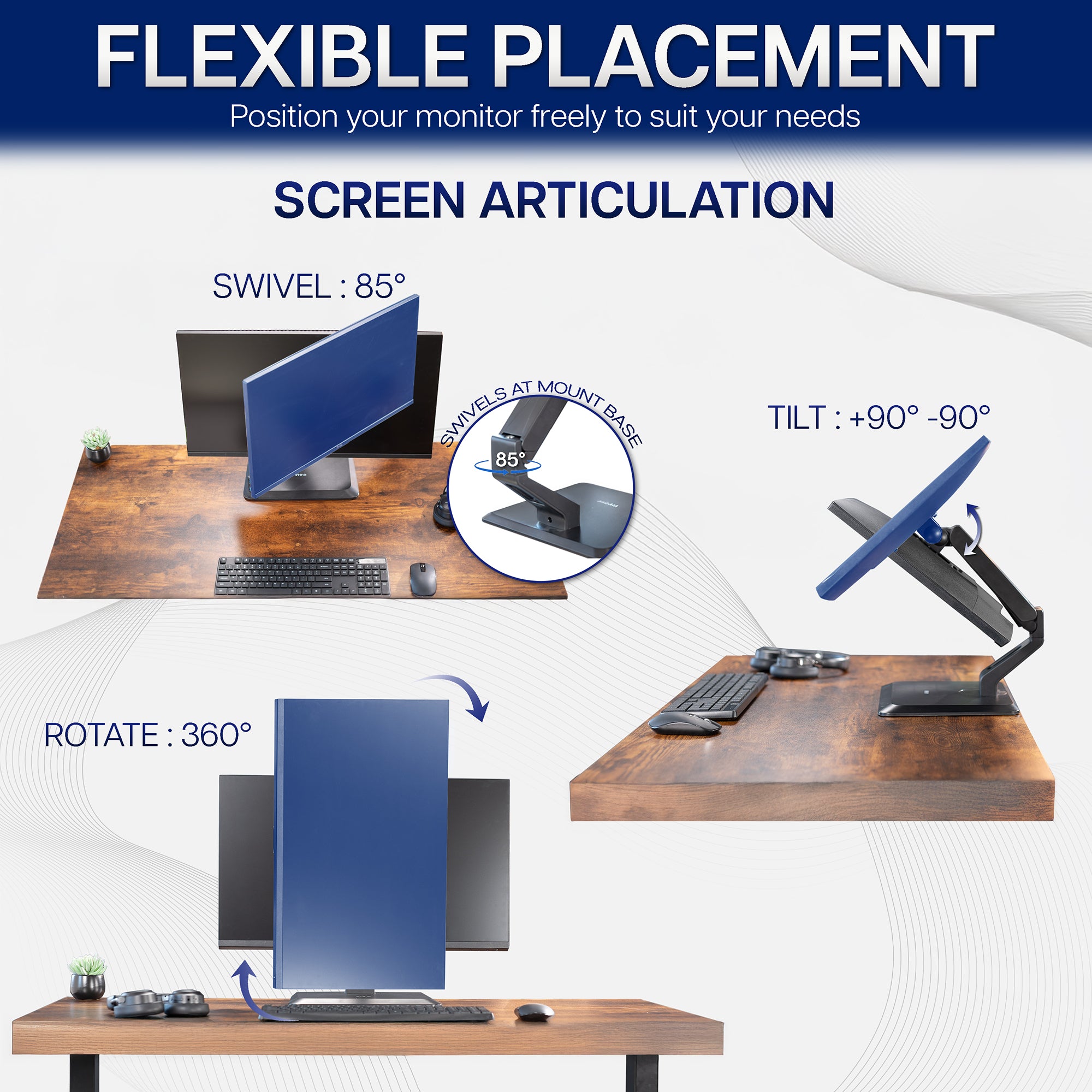 Pneumatic Arm Monitor Desk Stand