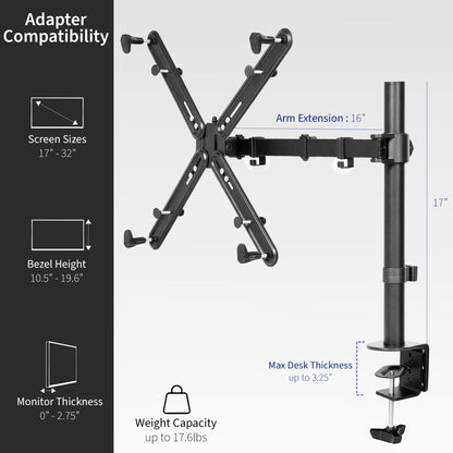 Single 17" to 32" Monitor Desk Mount with VESA Adapter Bracket