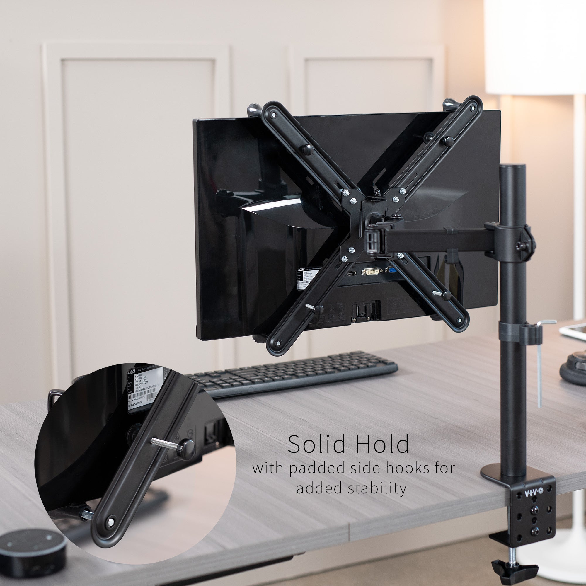 Single Monitor Desk Mount with VESA Adapter Bracket