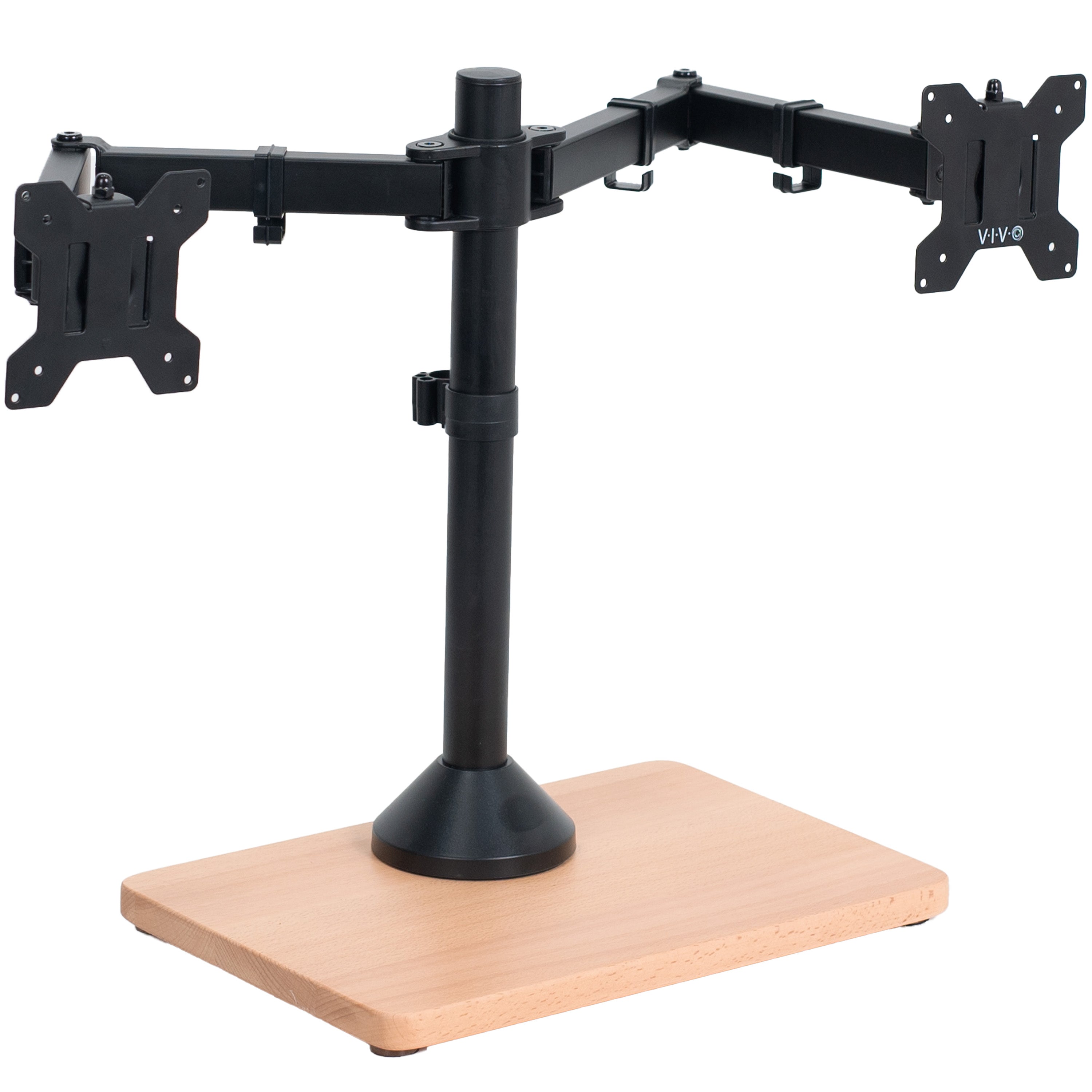 Dual Monitor Desk Stand with Wood Base