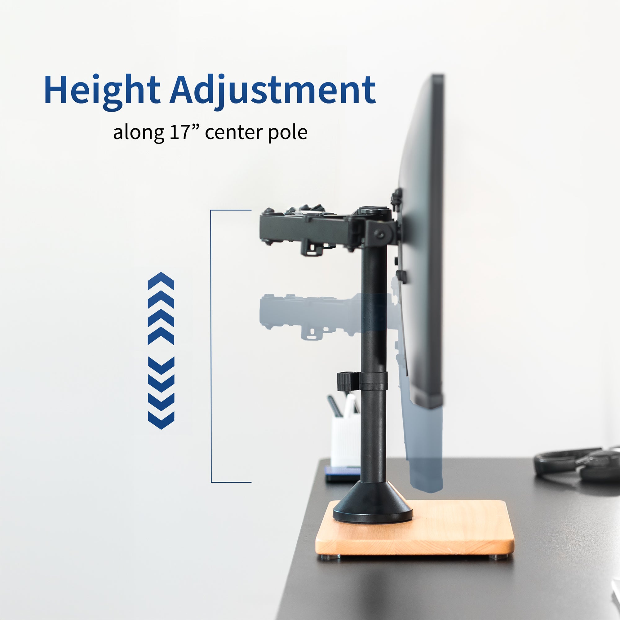 Dual Monitor Desk Stand with Wood Base