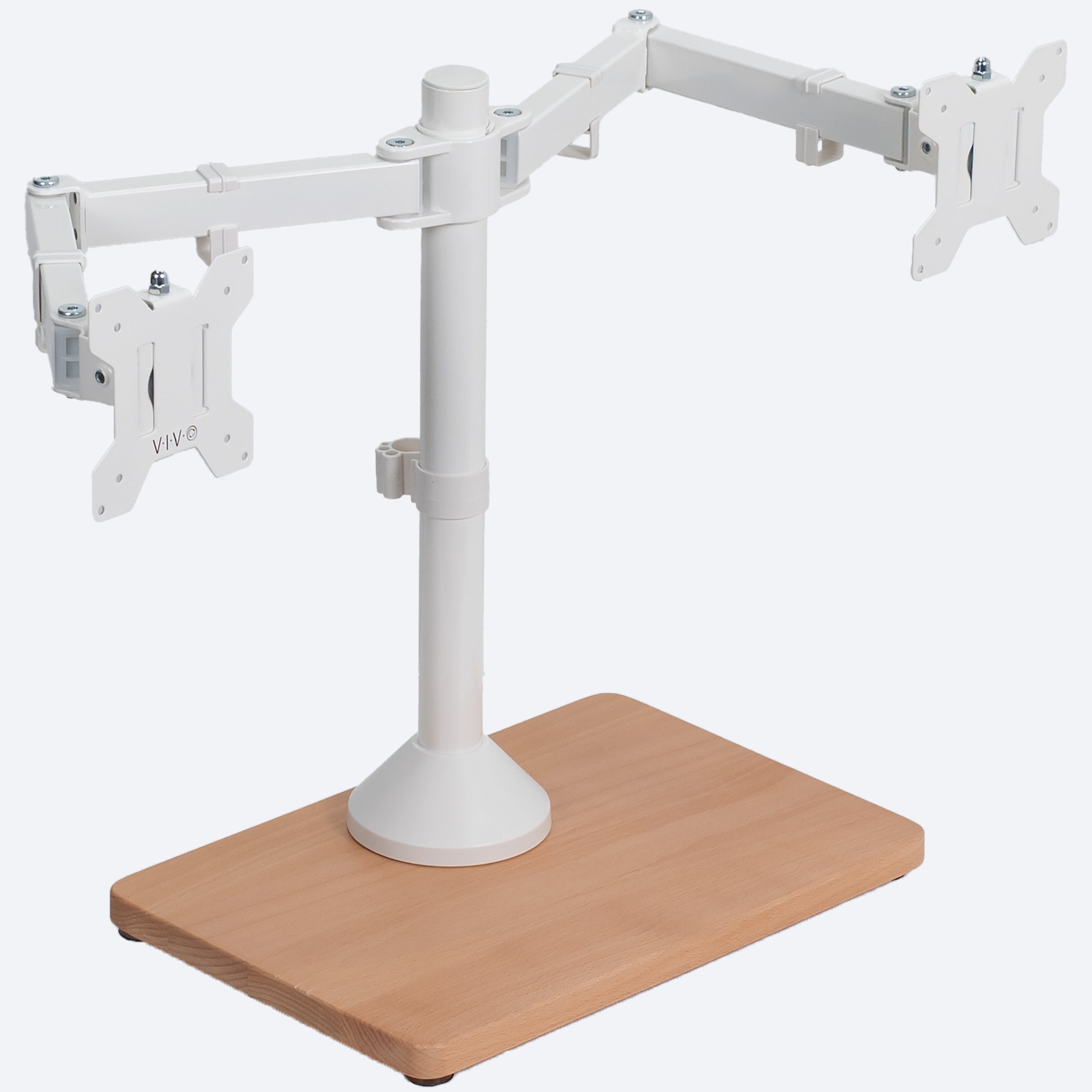 Dual Monitor Desk Stand with Wood Base