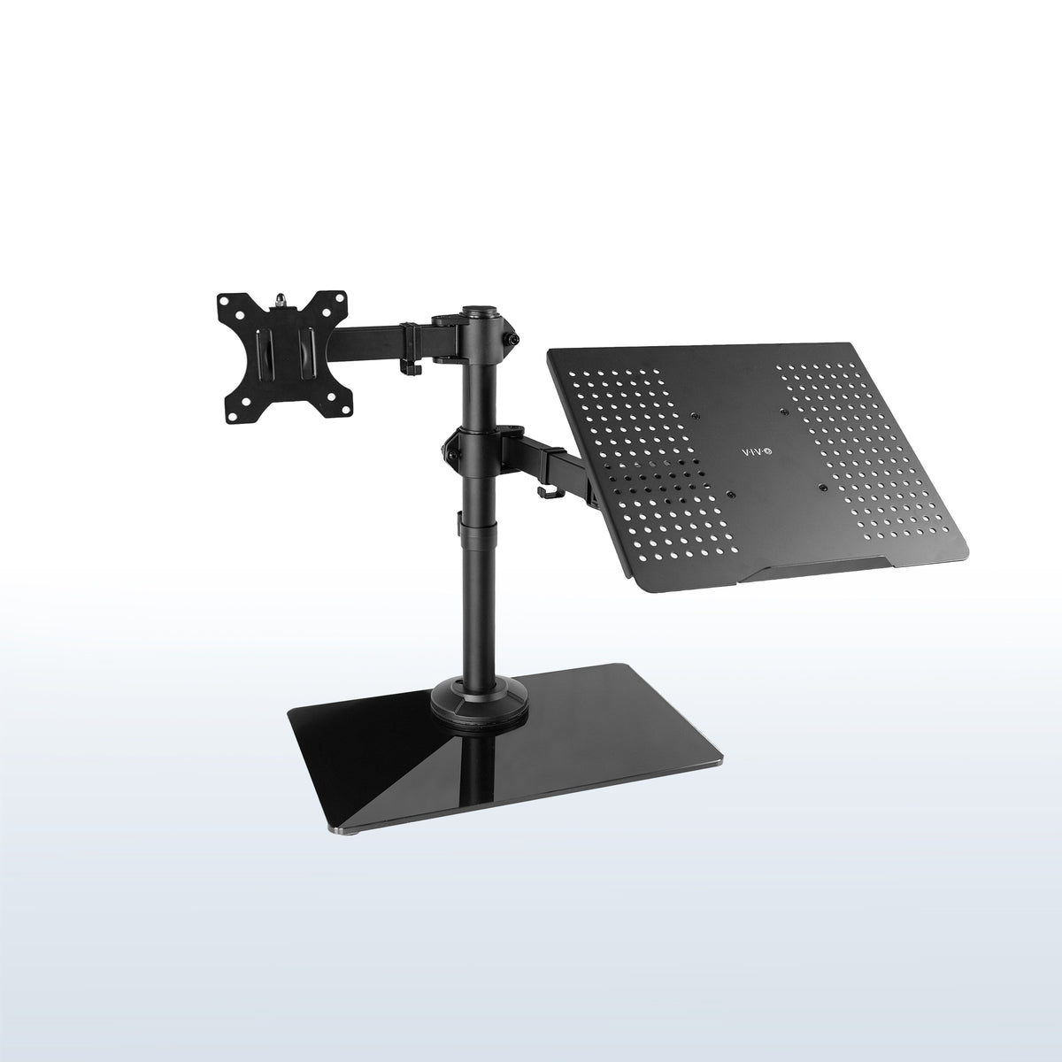 Monitor and Laptop Desk Glass Stand - Up to 32" Screens, 17" Laptops ...